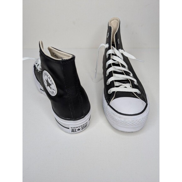 Converse Womens Chuck Taylor Hi Top Platform Leather Sneakers Sz 8 - Picture 3 of 9